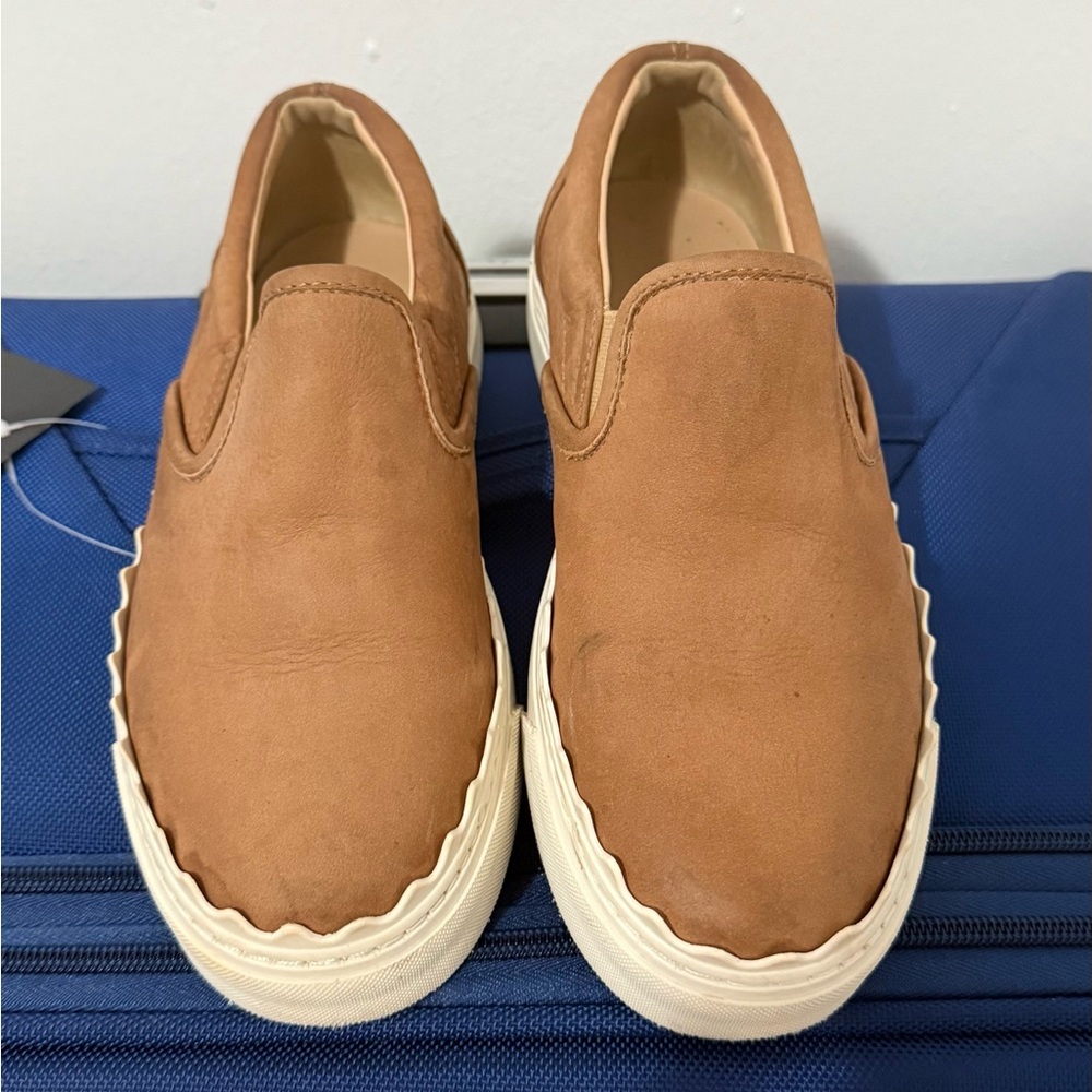 Chloe Tan Sneakers Slip-On Casual Shoes